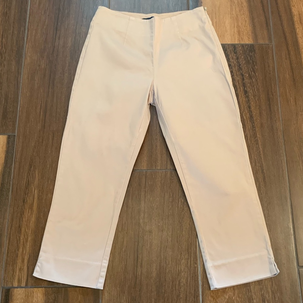 Khaki flat front capris